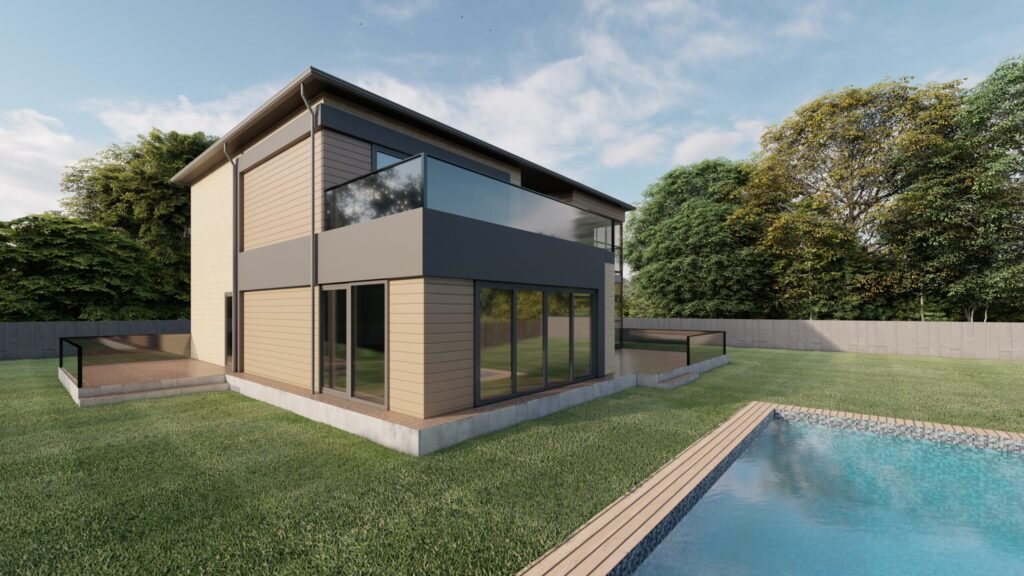 256 m² Lüks Hafif Çelik Villa dış cephe görünümü
