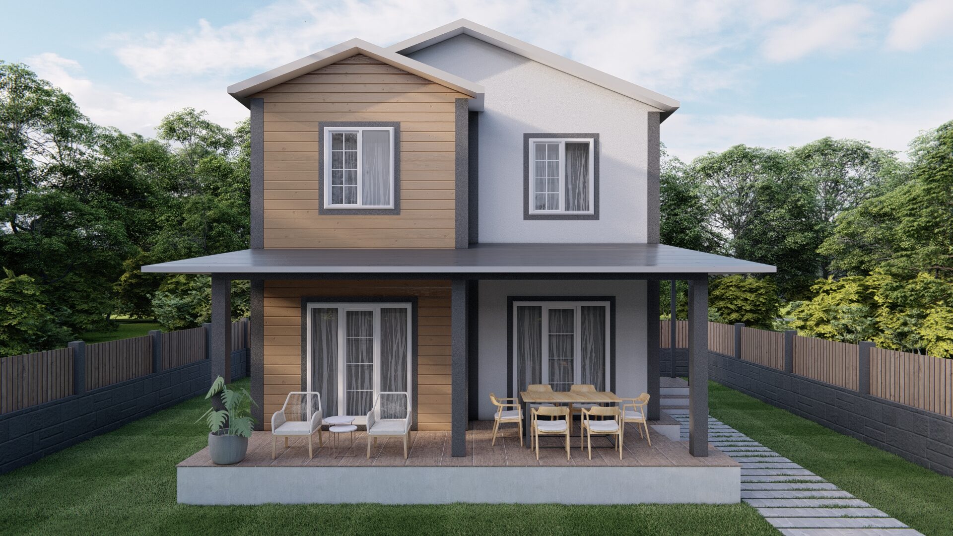 Prefabrik Evlerde Nem Önleme - 150 m² Hafif Çelik Ev oturma alanı